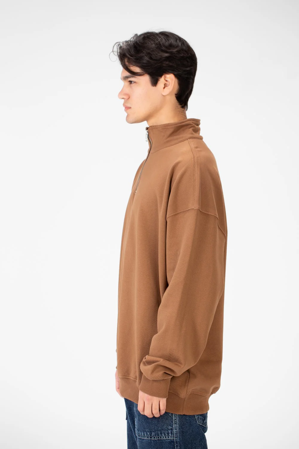 Men's Plain Oversize Sweatshirt With Half Zipper - Image 3