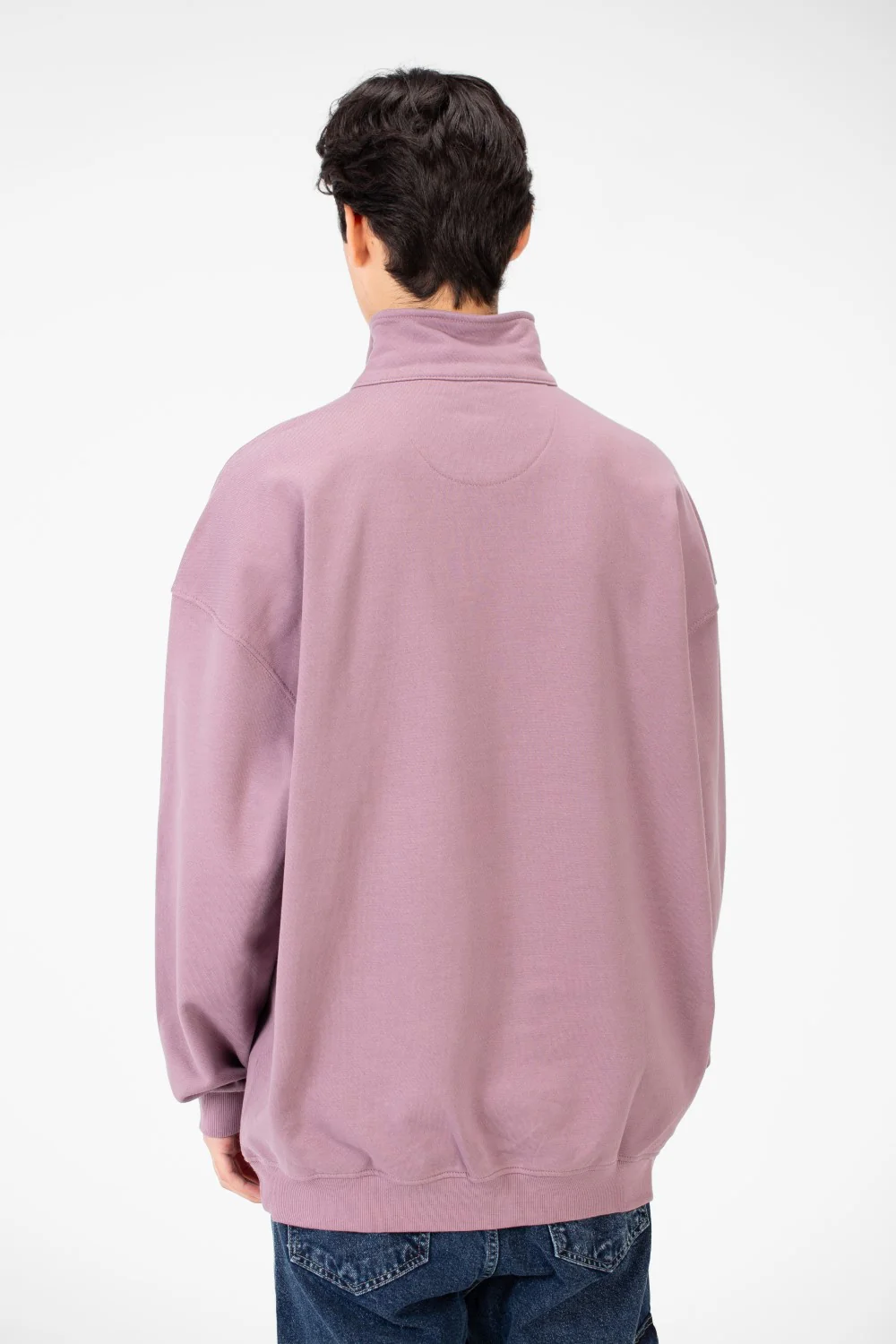 Men's Plain Oversize Sweatshirt With Half Zipper - Image 6