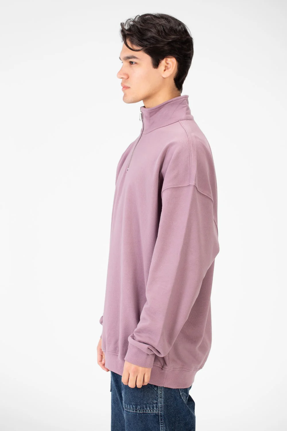 Men's Plain Oversize Sweatshirt With Half Zipper - Image 7