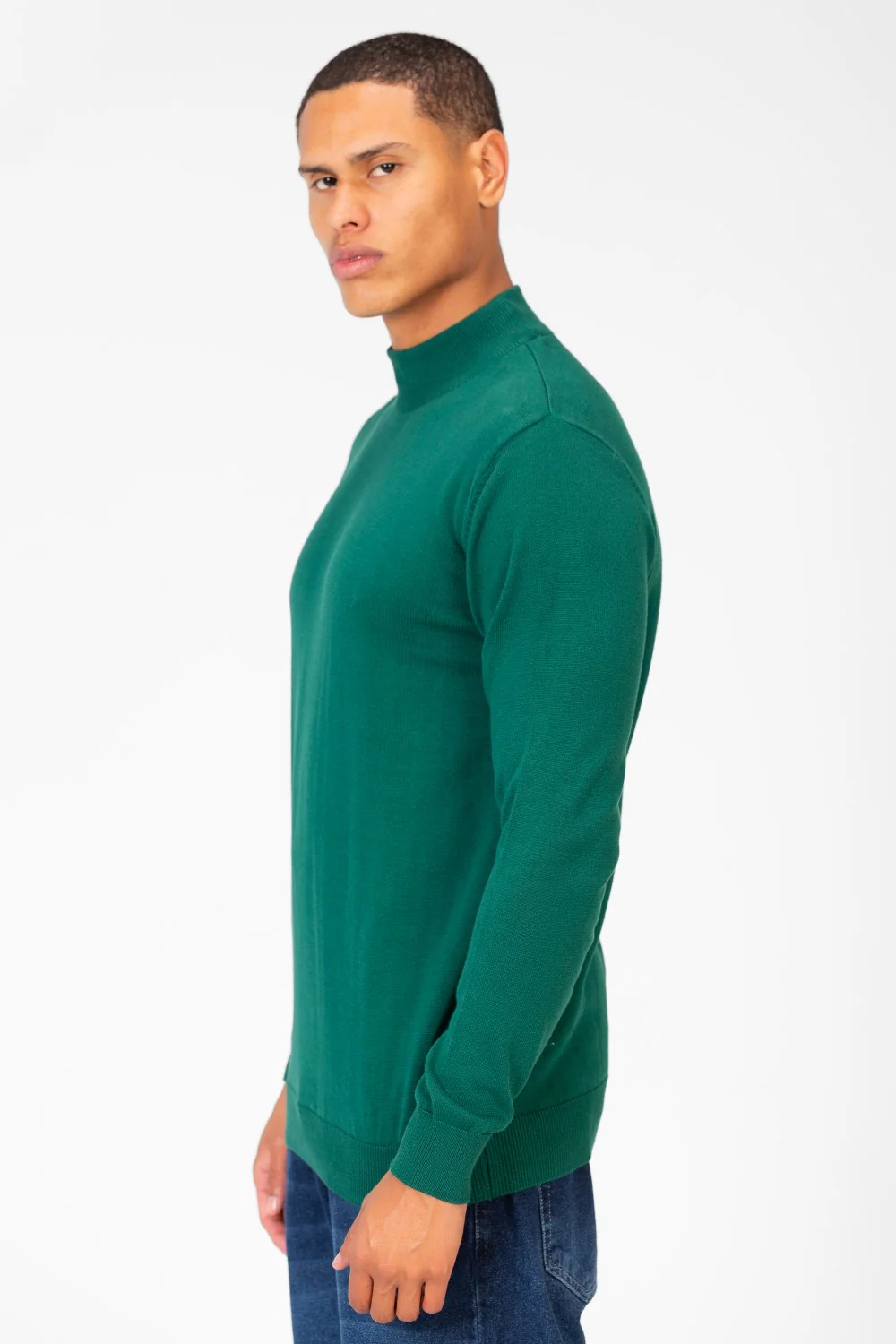 Men's Plain Pullover With High Collar And Long Sleeves - Image 11