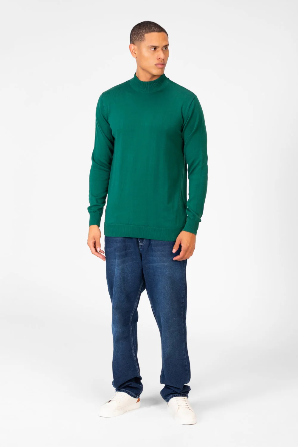 Men's Plain Pullover With High Collar And Long Sleeves - Image 12