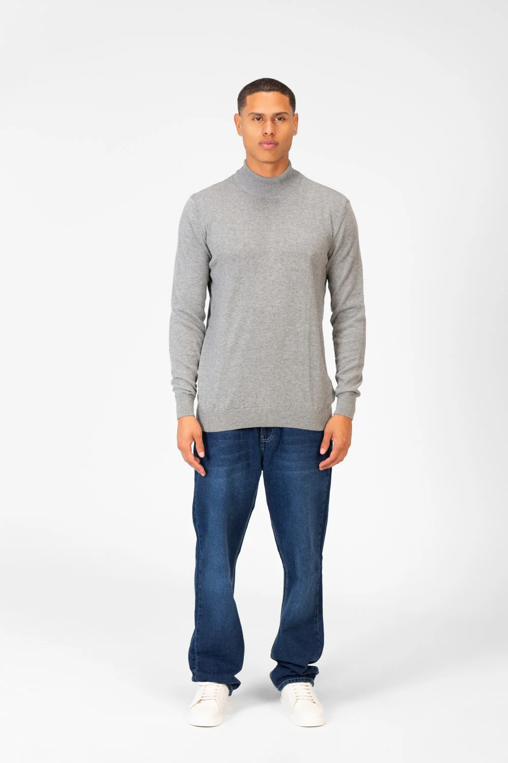 Men's Plain Pullover With High Collar And Long Sleeves - Image 16