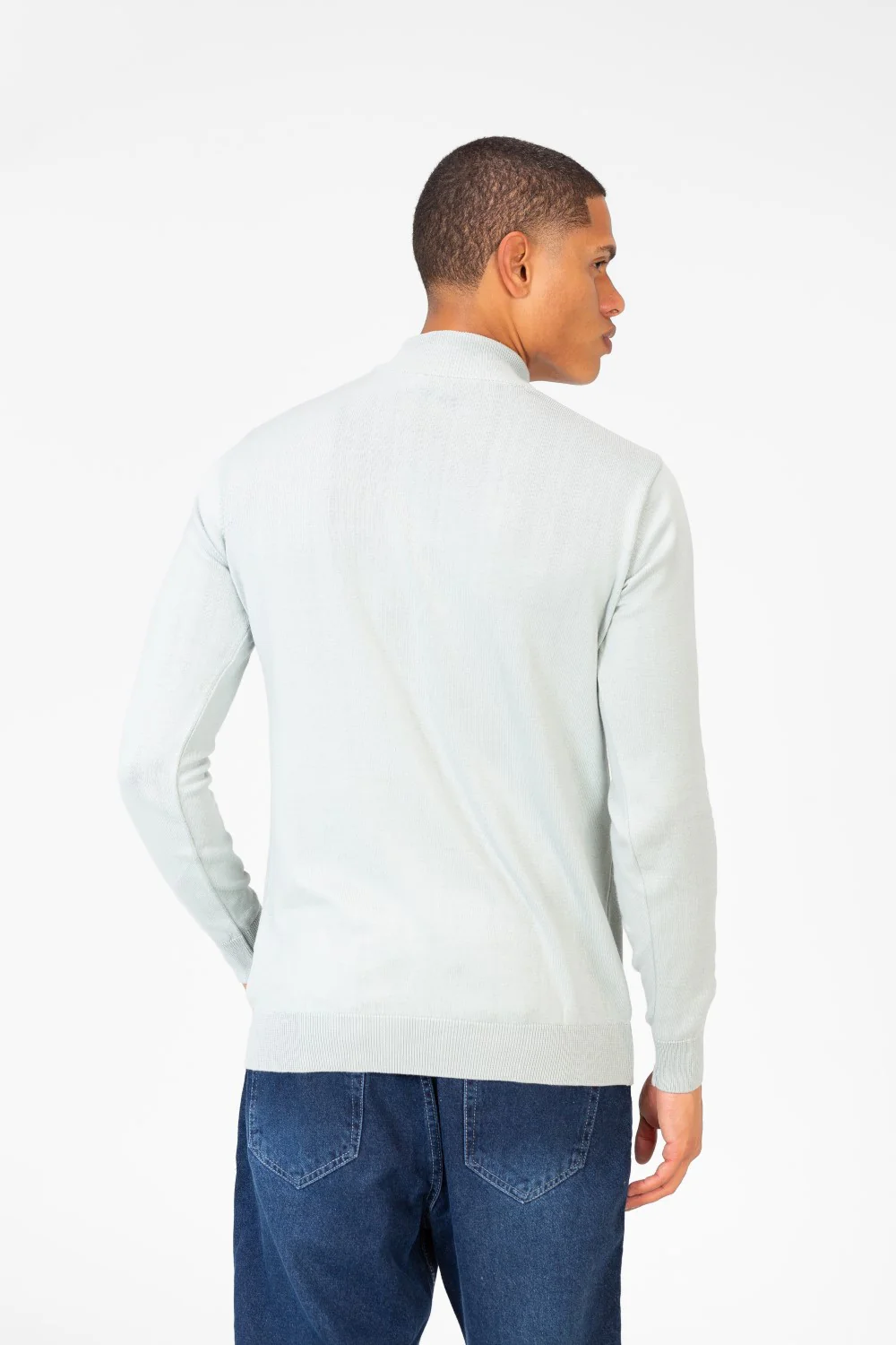 Men's Plain Pullover With High Collar And Long Sleeves - Image 18