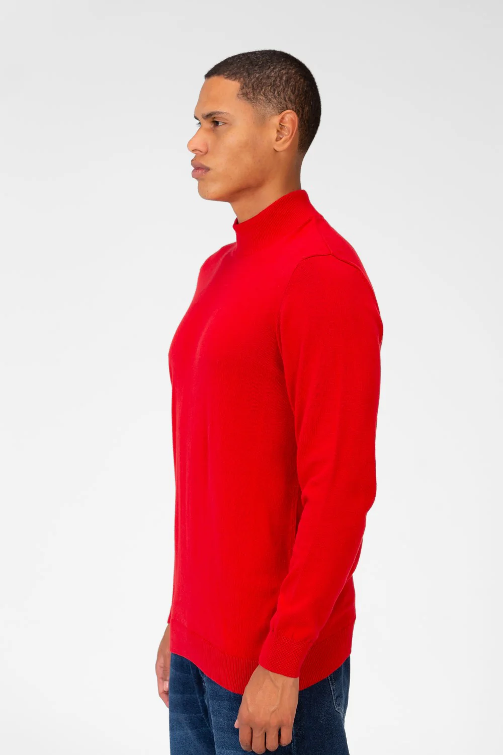 Men's Plain Pullover With High Collar And Long Sleeves - Image 23
