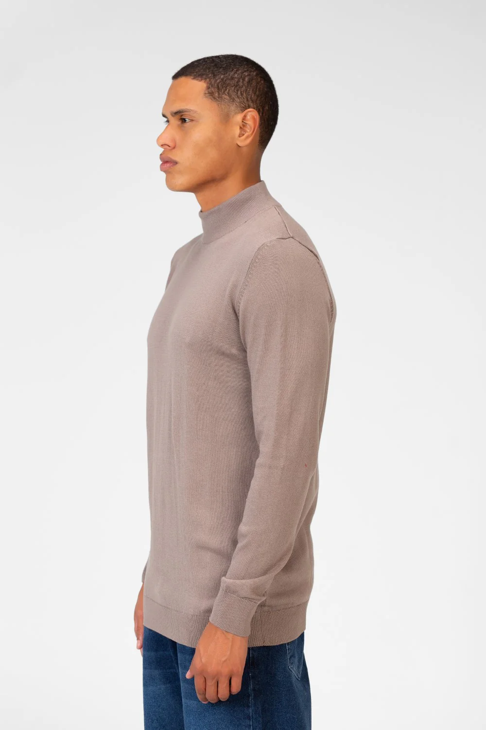 Men's Plain Pullover With High Collar And Long Sleeves - Image 31