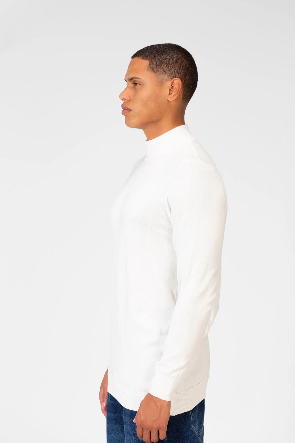 Men's Plain Pullover With High Collar And Long Sleeves - Image 35