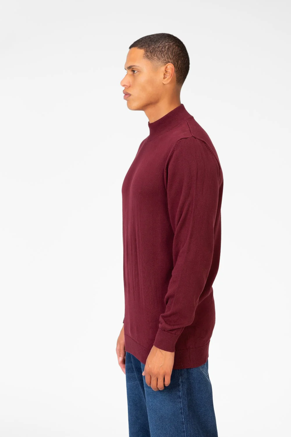 Men's Plain Pullover With High Collar And Long Sleeves - Image 39