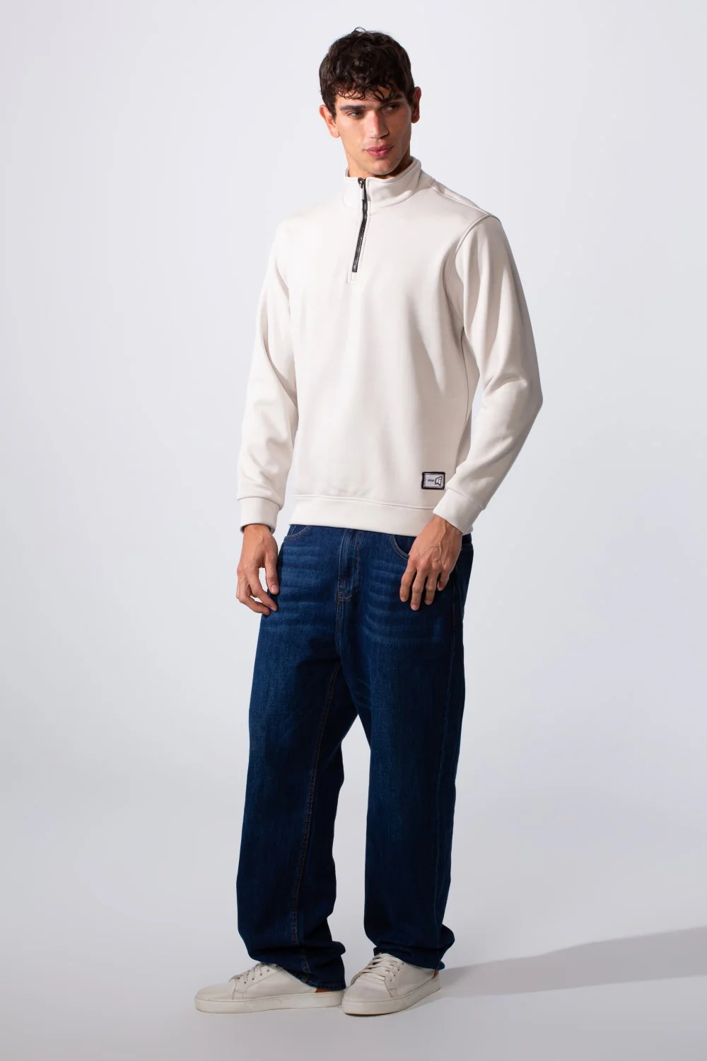 Men's Plain Slim Fit Half Zip Long Sleeve Sweatshirt - Image 7