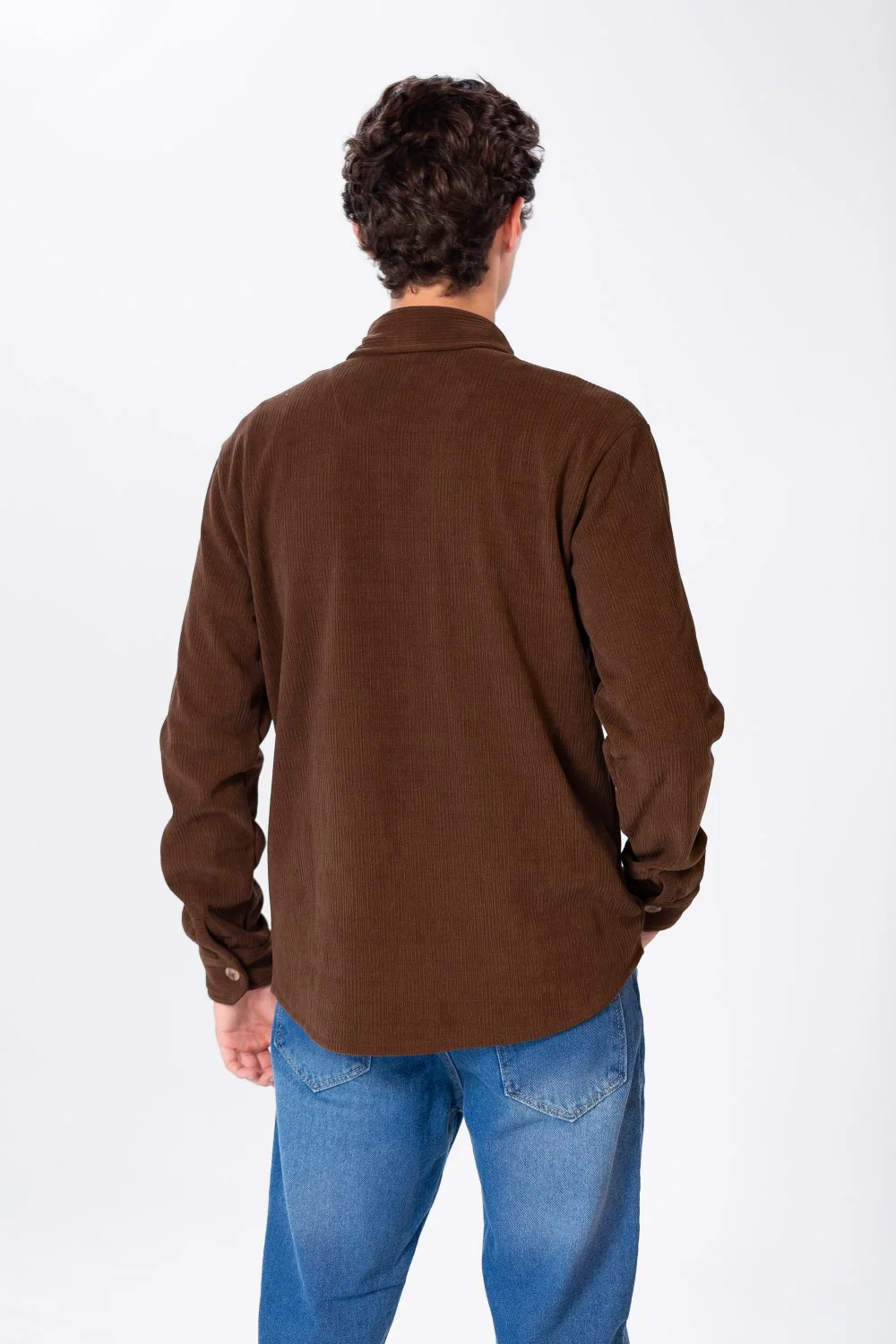 Men's Plain Velvet Shirt With Long Sleeves And Button Front - Image 10