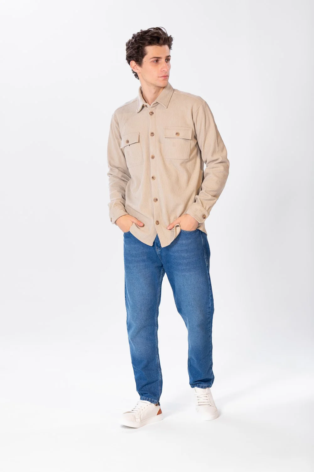 Men's Plain Velvet Shirt With Long Sleeves And Button Front - Image 4