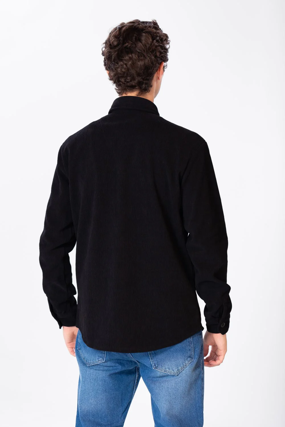 Men's Plain Velvet Shirt With Long Sleeves And Button Front - Image 6