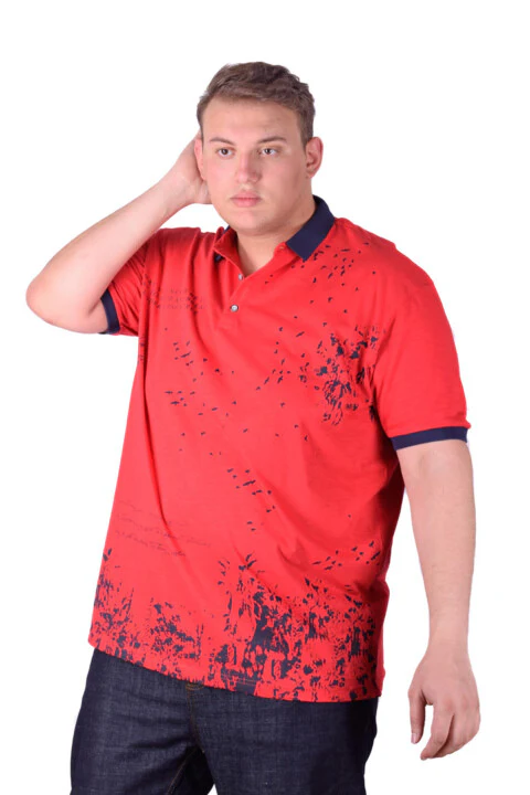 Men's Polo Front Printed Cotton Big Size T-shirt - Image 3