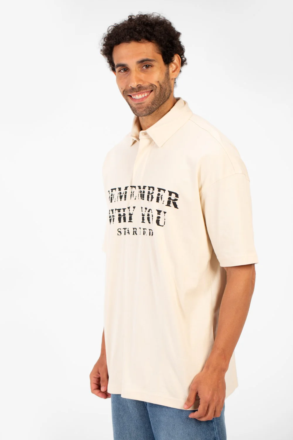 Men's Polo Neck Modern Front Text Print Regular Fit Short Sleeve T-Shirt - Image 7
