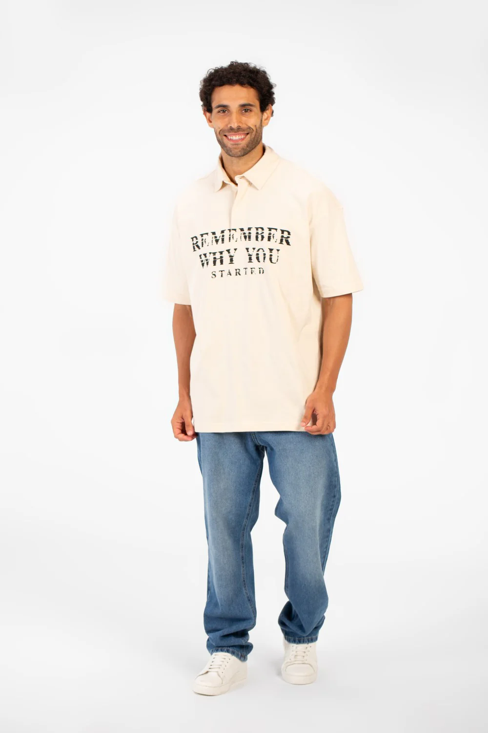 Men's Polo Neck Modern Front Text Print Regular Fit Short Sleeve T-Shirt - Image 8