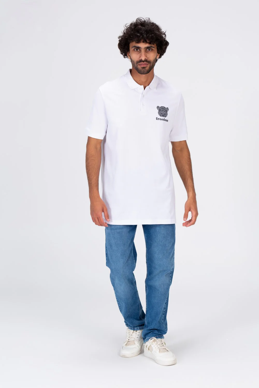 Mens Polo Regular Fit Half Sleeves T-shirt With Collar And Freedom Print - Image 7