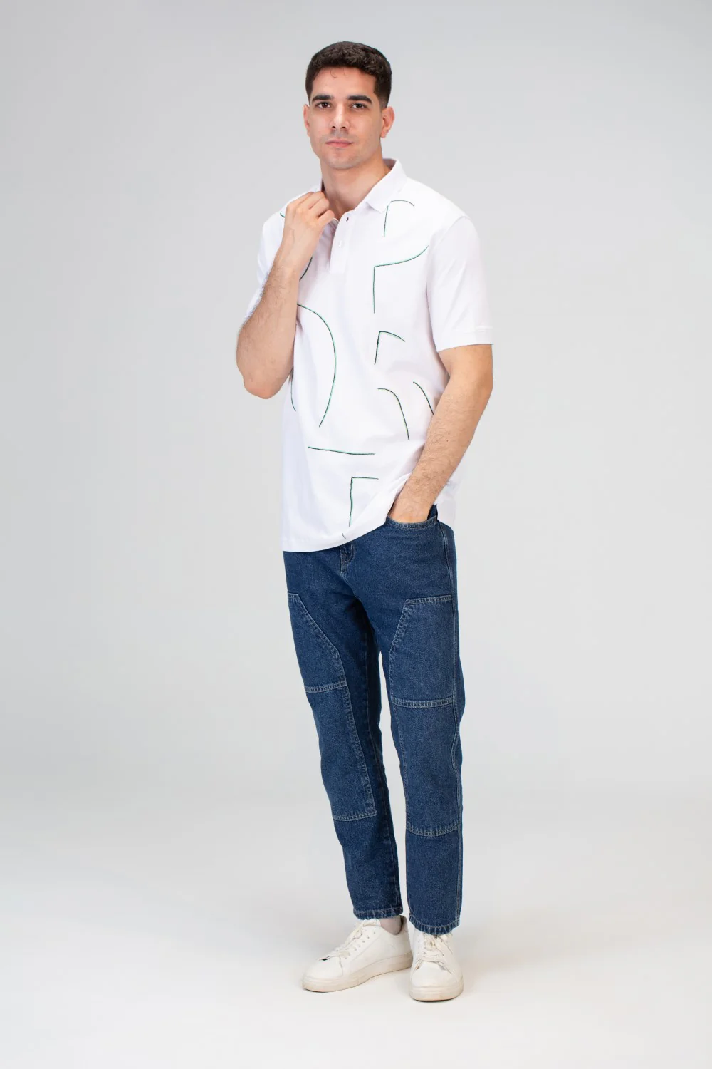 Mens Polo T-Shirt With Front Print And Short Sleeves - Image 7