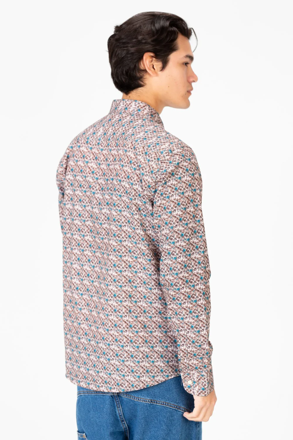 Men's Poplin Jakar Printed Long Sleeve Shirt - Image 2