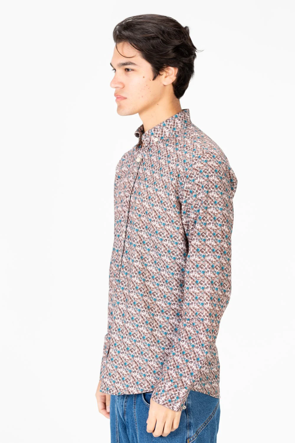 Men's Poplin Jakar Printed Long Sleeve Shirt - Image 3
