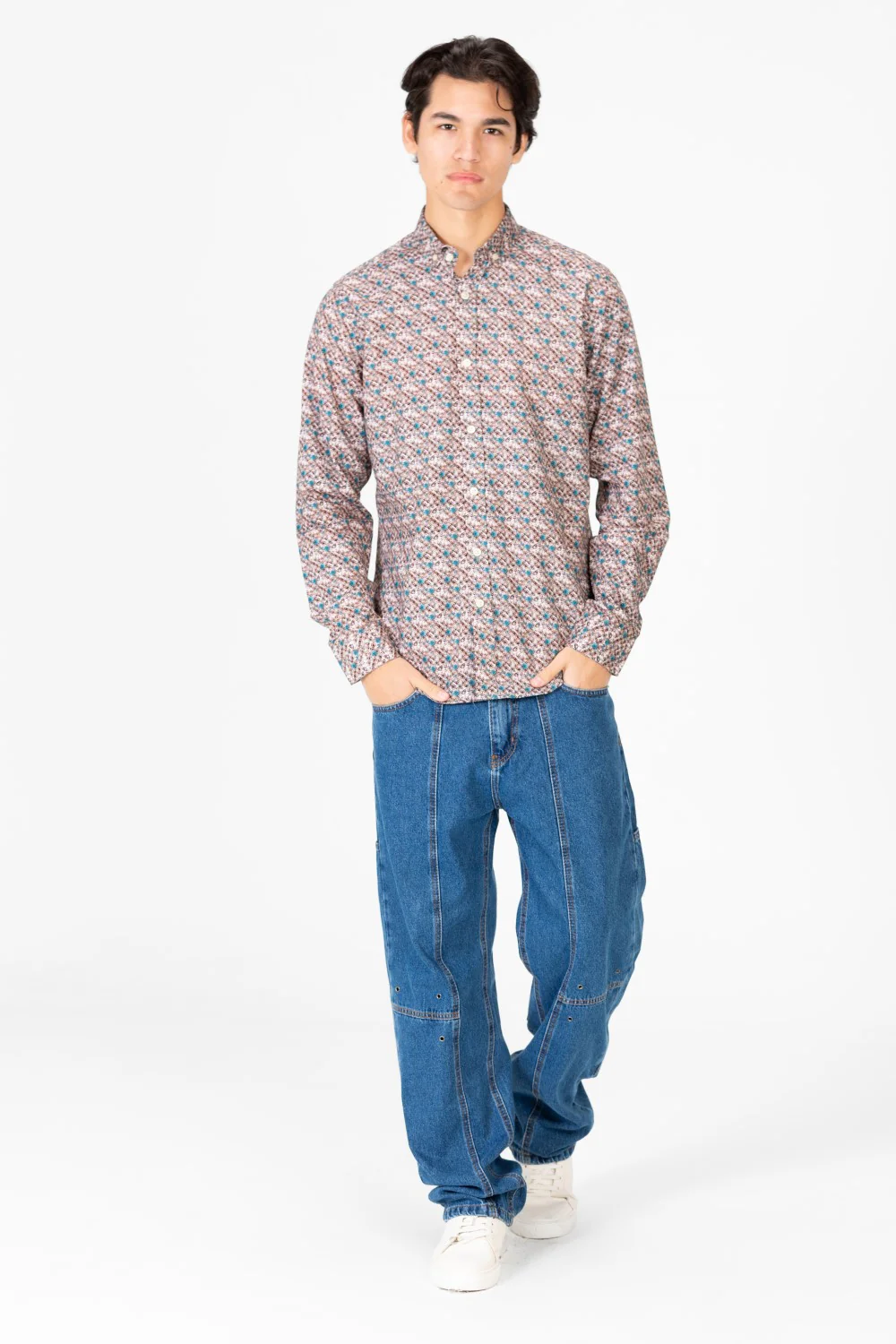 Men's Poplin Jakar Printed Long Sleeve Shirt - Image 4