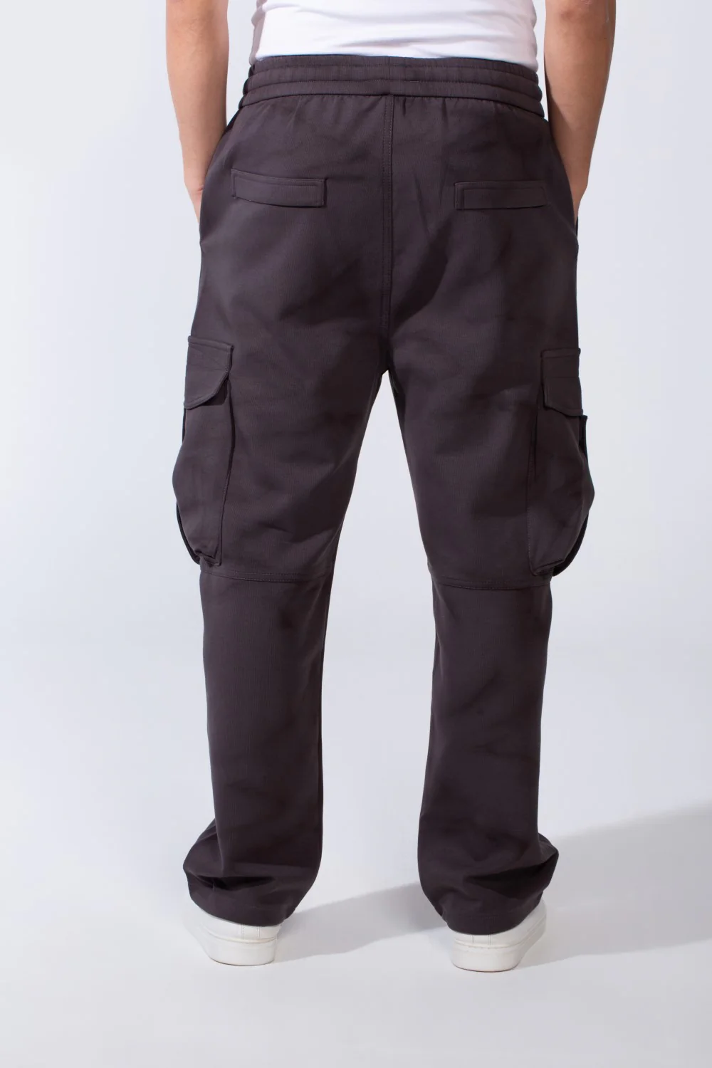 Men's Practical Knit Fabric Side Pockets With Flip And Stripe Sporty Wide Leg Sweatpants - Image 2