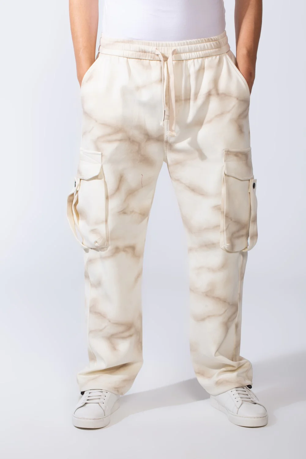 Men's Practical Knit Fabric Side Pockets With Flip And Stripe Sporty Wide Leg Sweatpants - Image 5