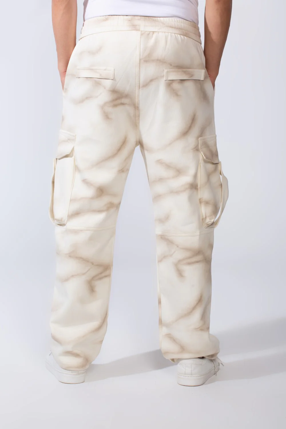 Men's Practical Knit Fabric Side Pockets With Flip And Stripe Sporty Wide Leg Sweatpants - Image 6