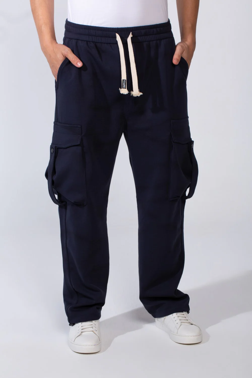 Men's Practical Knit Fabric Side Pockets With Flip And Stripe Sporty Wide Leg Sweatpants - Image 9