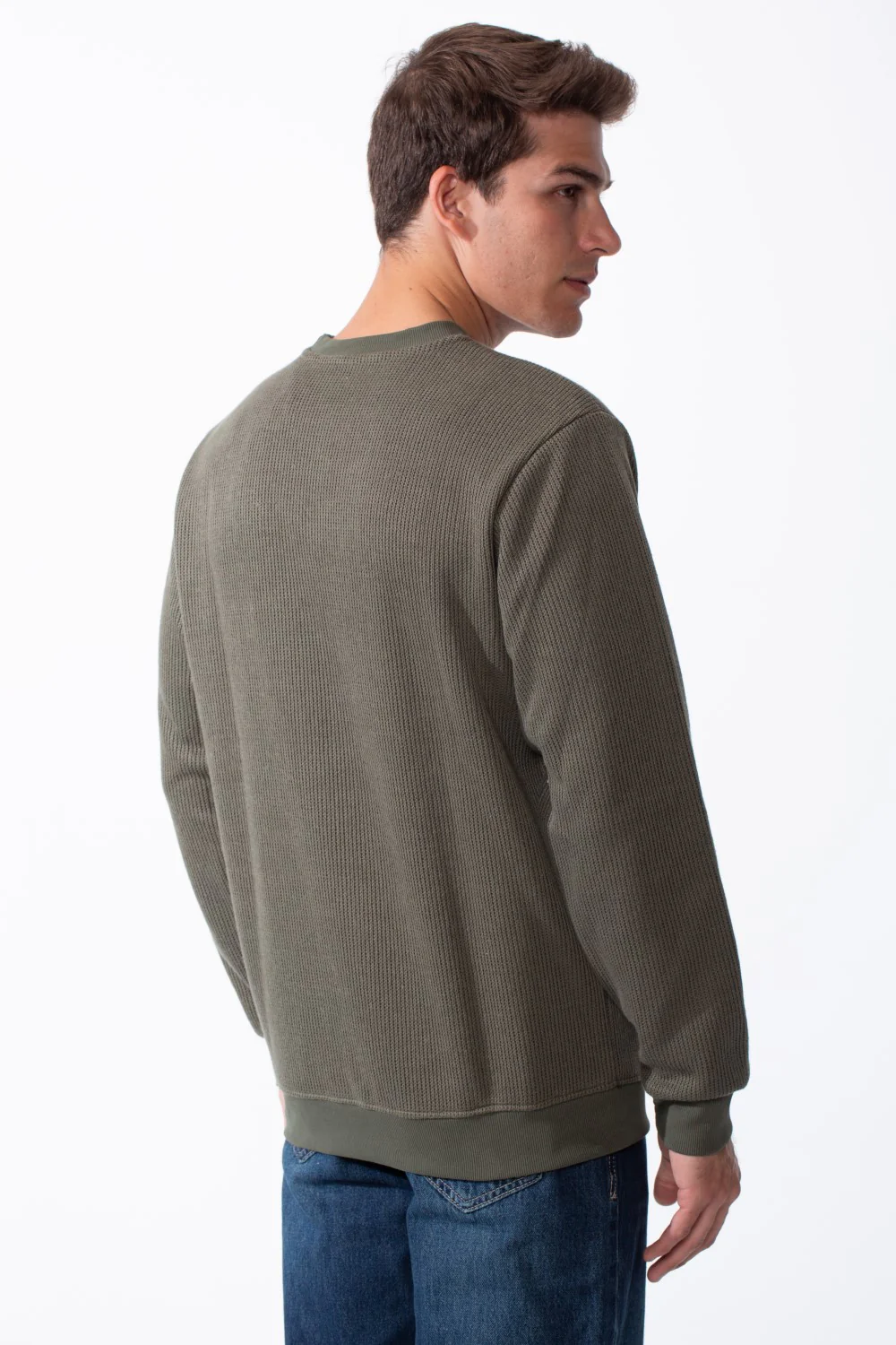 Men's Practical Ribbed Fabric Round Neckline Long Sleeve Basic Perfect For Layering Slim Fit Pullover - Image 14