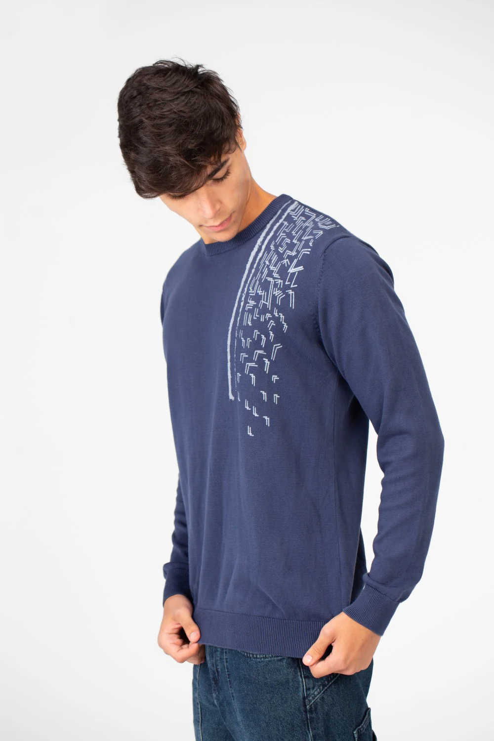 Men's Printed Cotton Round Neck Pullover With A Distinctive Design - Image 11