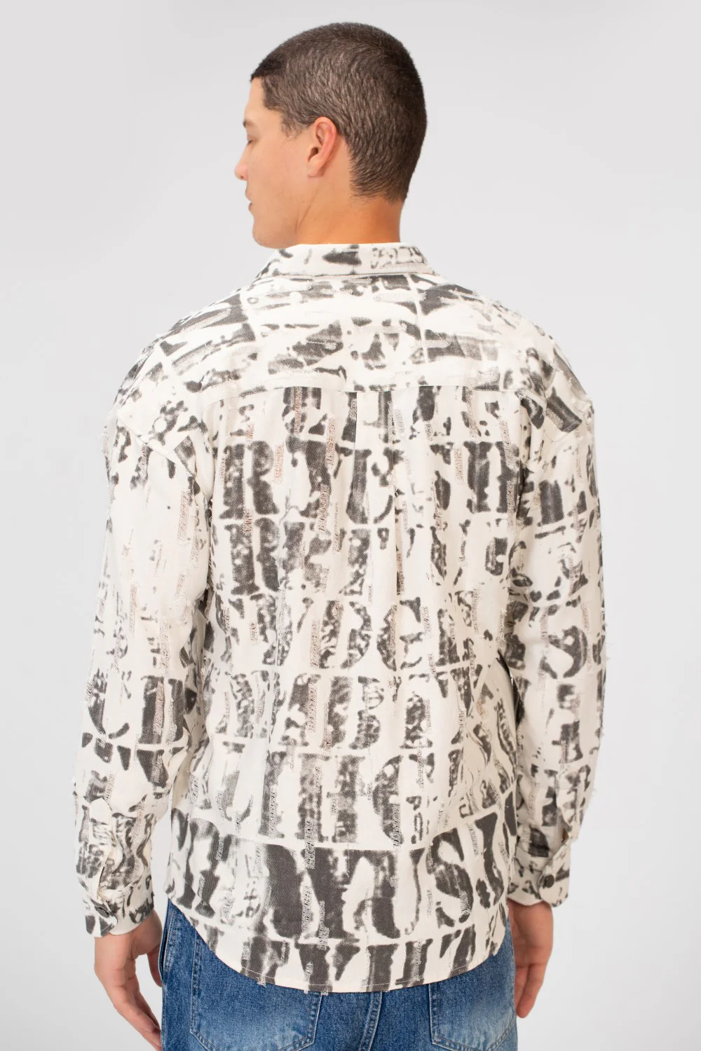 Men's Printed Cutting Slim Fit Long Sleeve Casual Shirt - Image 10