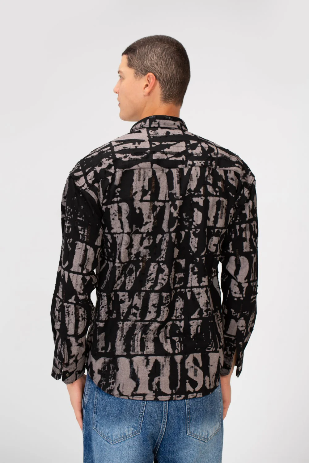 Men's Printed Cutting Slim Fit Long Sleeve Casual Shirt - Image 6