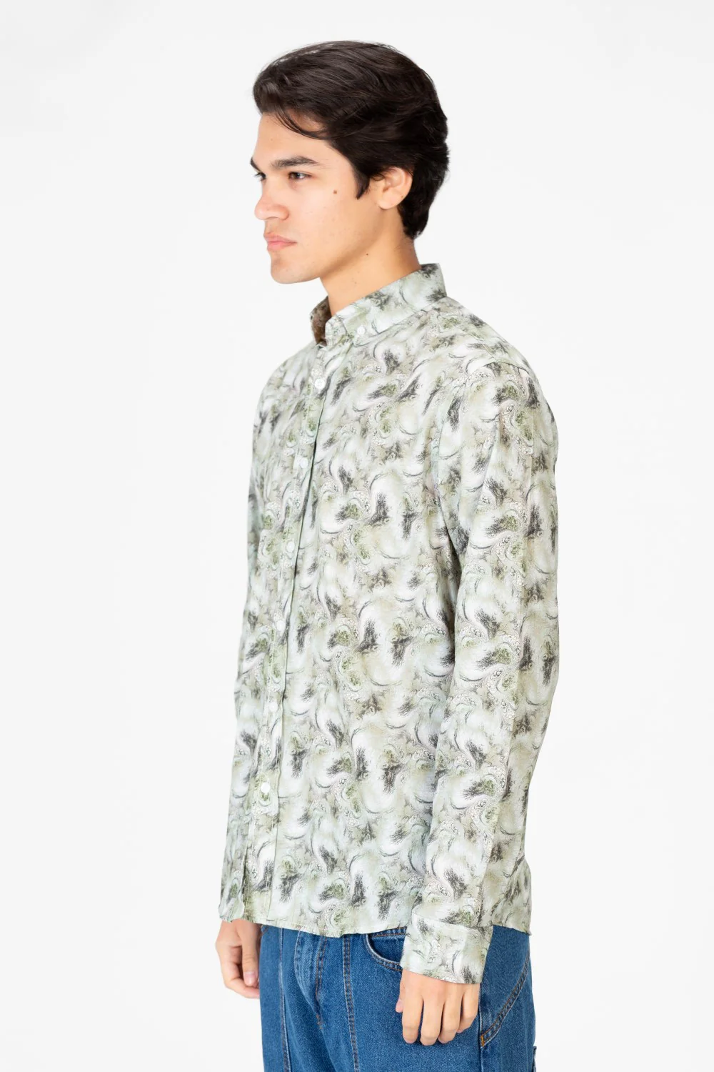Men's Printed Long Sleeve Button Shirt - Image 3