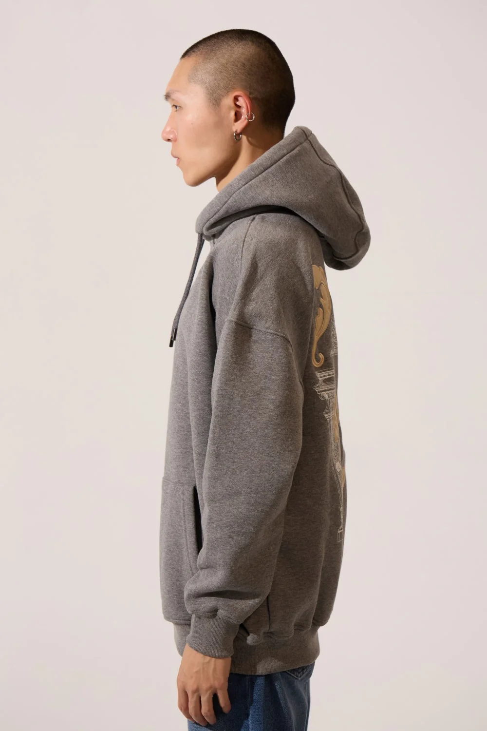 Men's Printed Long Sleeves Slim Fit Hood Sweatshirt With Front Kangaroo Pocket - Image 3