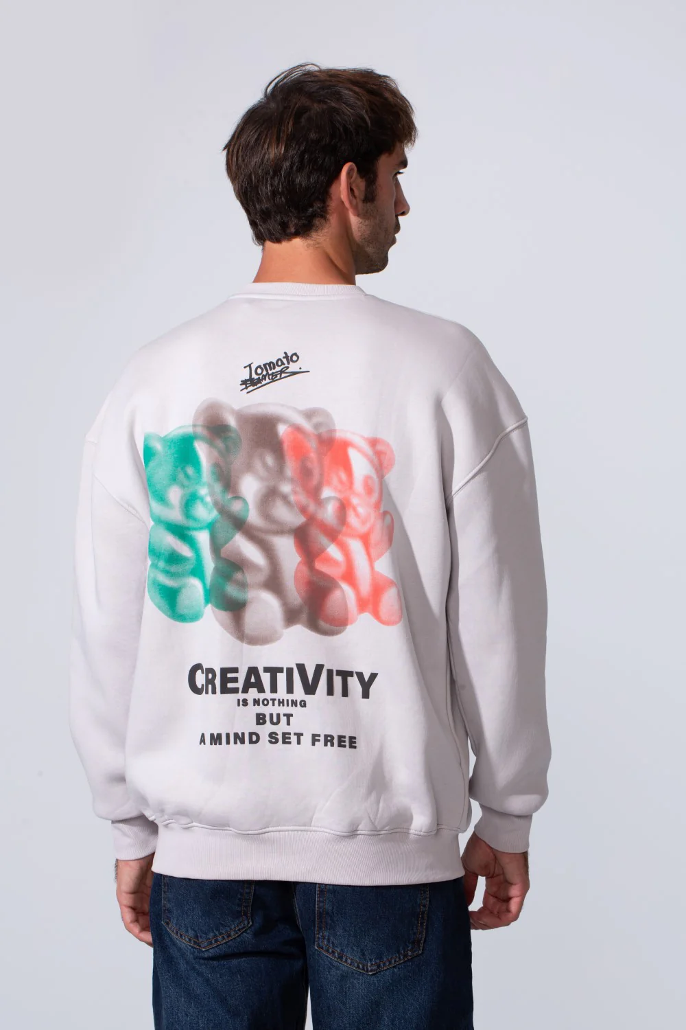 Men's Printed Regular Fit Round Neck Melton Cotton Sweatshirt - Image 2