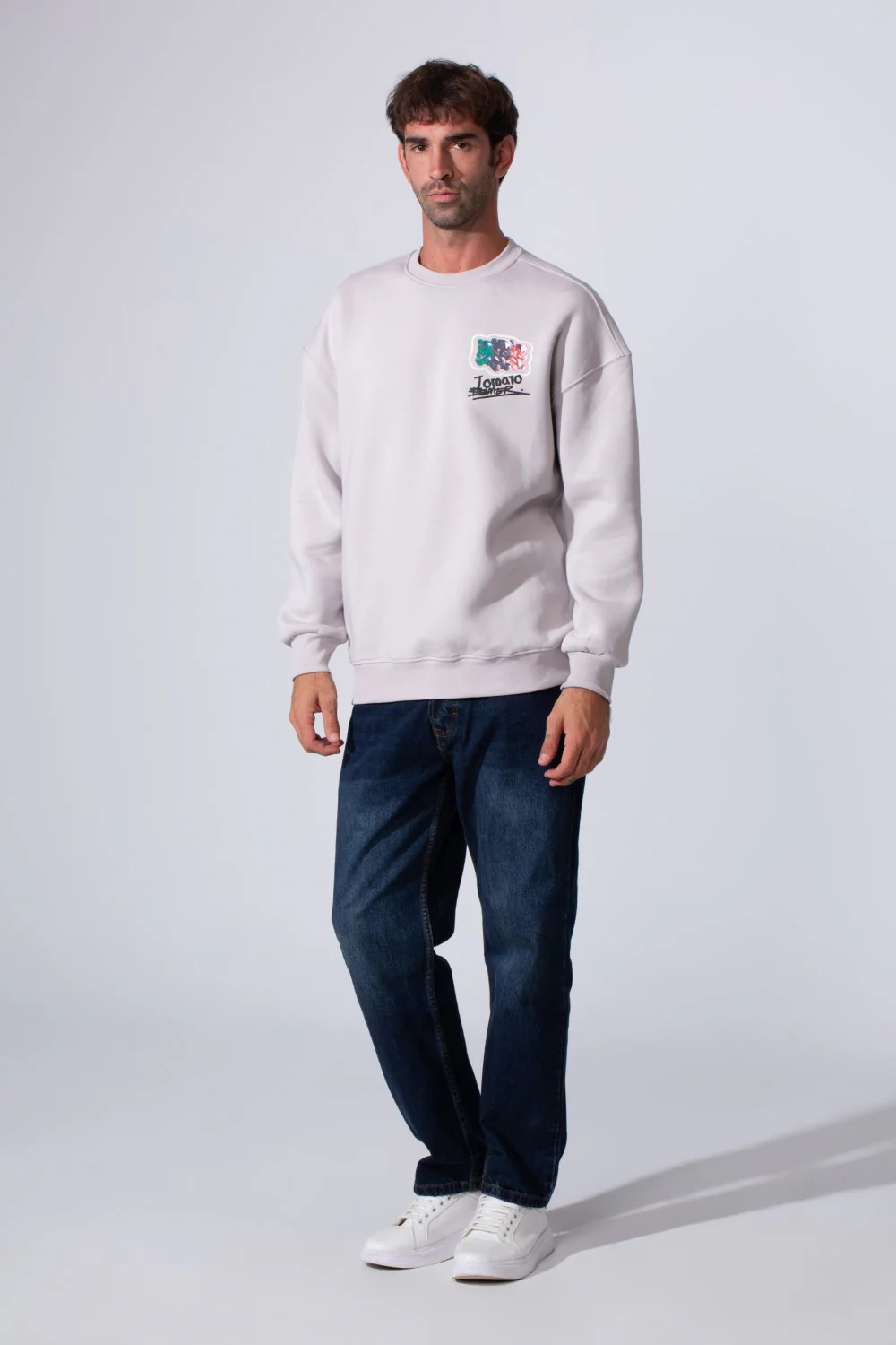 Men's Printed Regular Fit Round Neck Melton Cotton Sweatshirt - Image 4