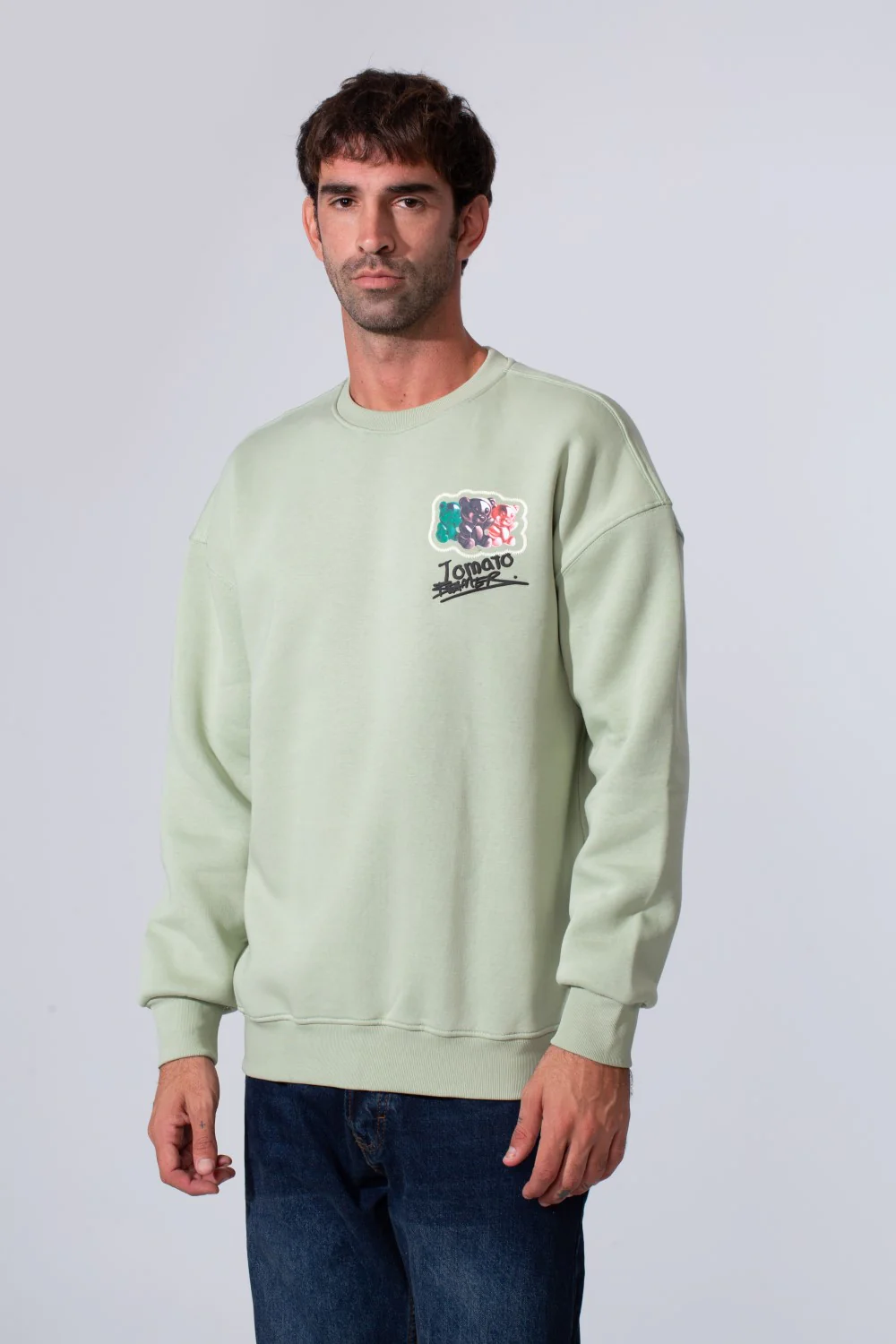 Men's Printed Regular Fit Round Neck Melton Cotton Sweatshirt - Image 5