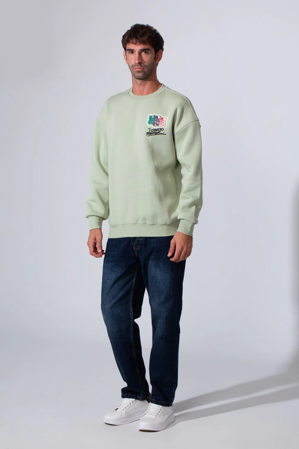 Men's Printed Regular Fit Round Neck Melton Cotton Sweatshirt - Image 8