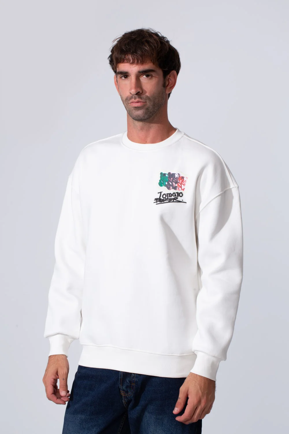 Men's Printed Regular Fit Round Neck Melton Cotton Sweatshirt - Image 9