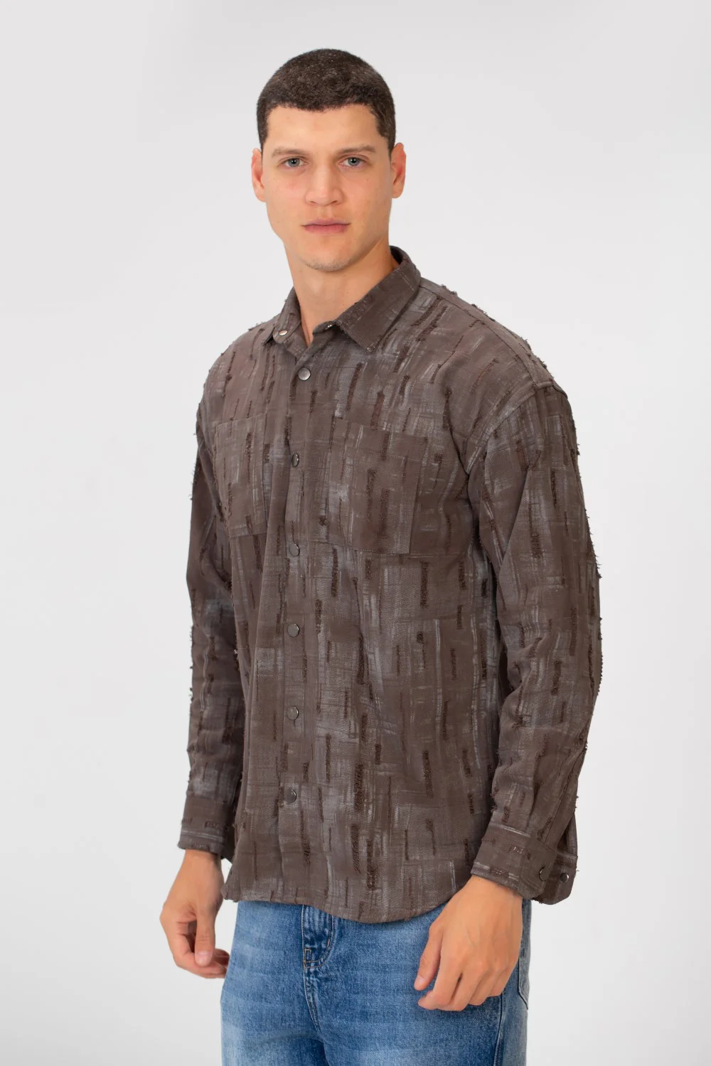Men's Printed Slim Fit Long Sleeve Shirt With Front Pockets - Image 3