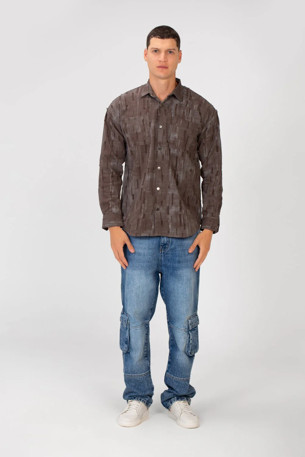 Men's Printed Slim Fit Long Sleeve Shirt With Front Pockets - Image 4