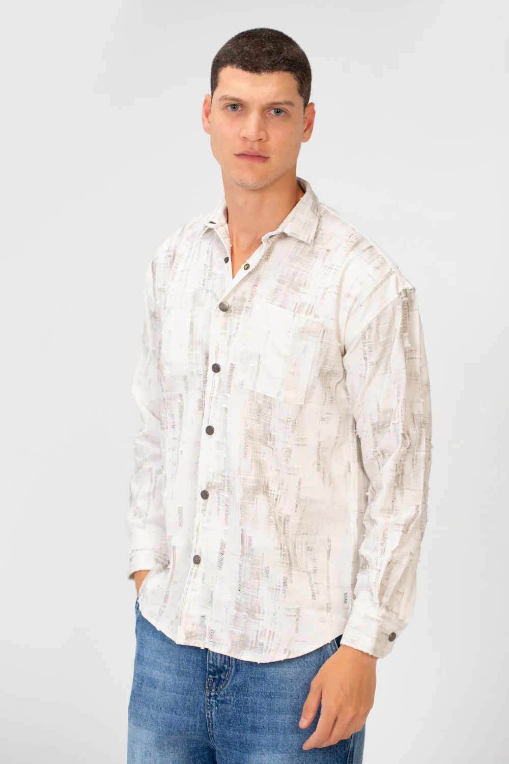 Men's Printed Slim Fit Long Sleeve Shirt With Front Pockets - Image 7