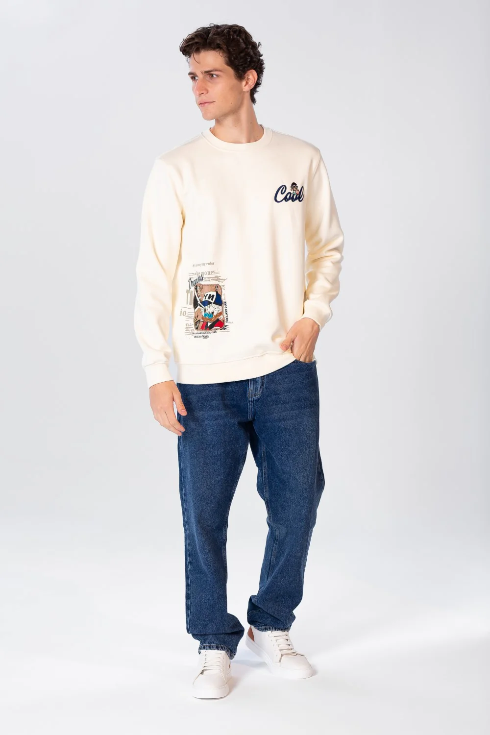 Men's Printed Sweatshirt With Crew Neck And Long Sleeves - Image 3