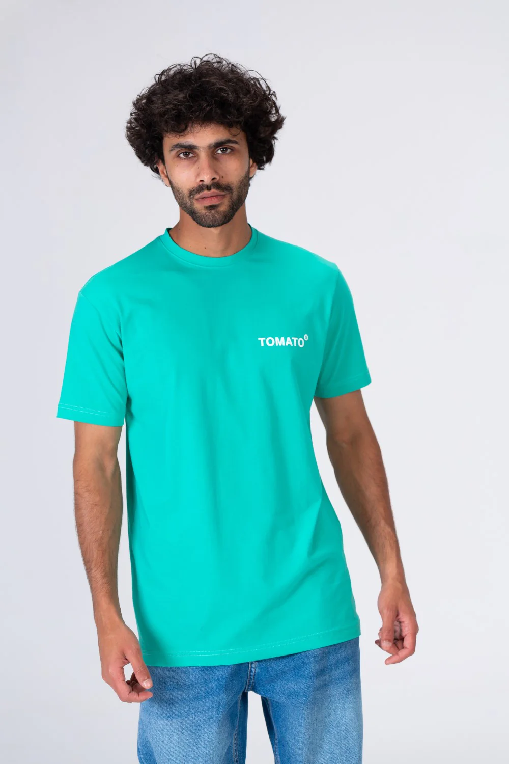 Mens Printed T-shirt With Badge Tomato Half Sleeves - Image 9