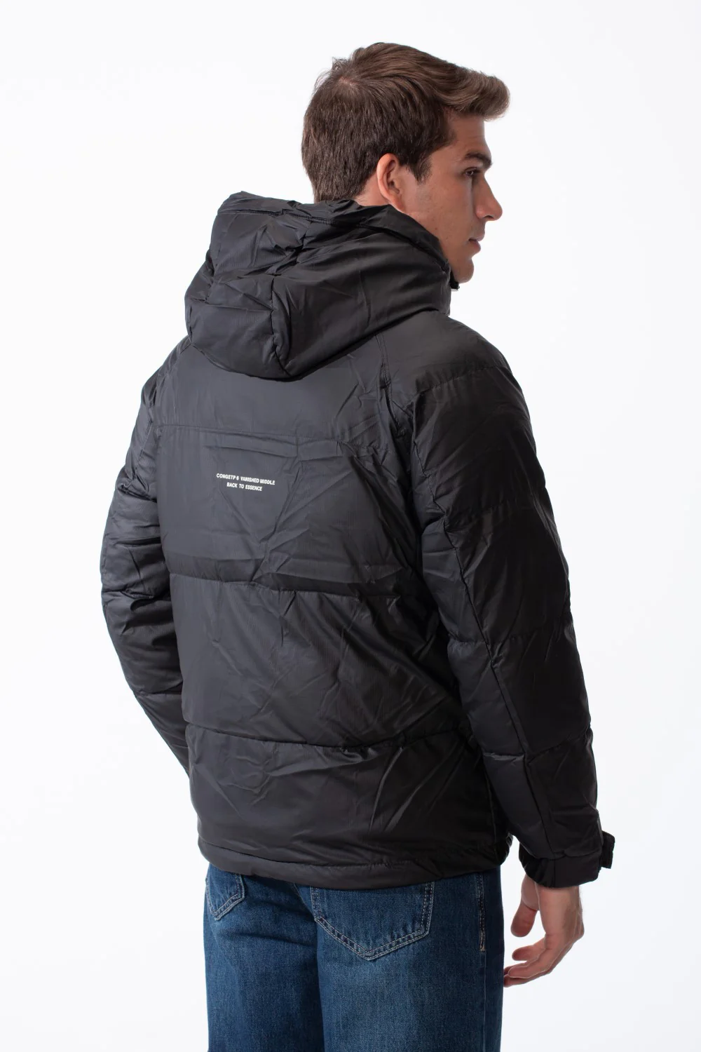 Men's Puffer Design Cozy Hood Side Pockets With Button Flap Front Zip-Up Warmth Waterproof Jacket - Image 2