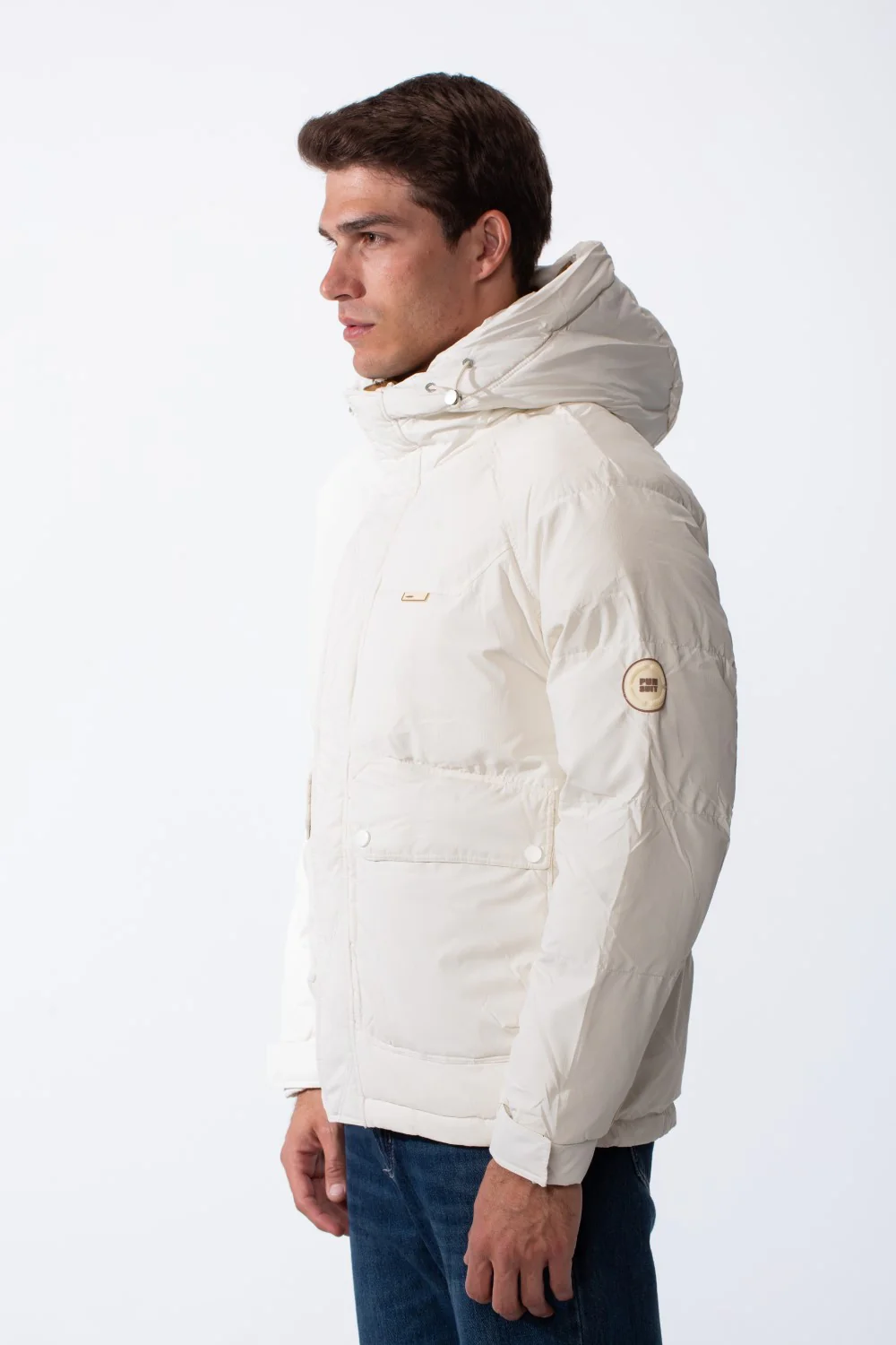 Men's Puffer Design Cozy Hood Side Pockets With Button Flap Front Zip-Up Warmth Waterproof Jacket - Image 6