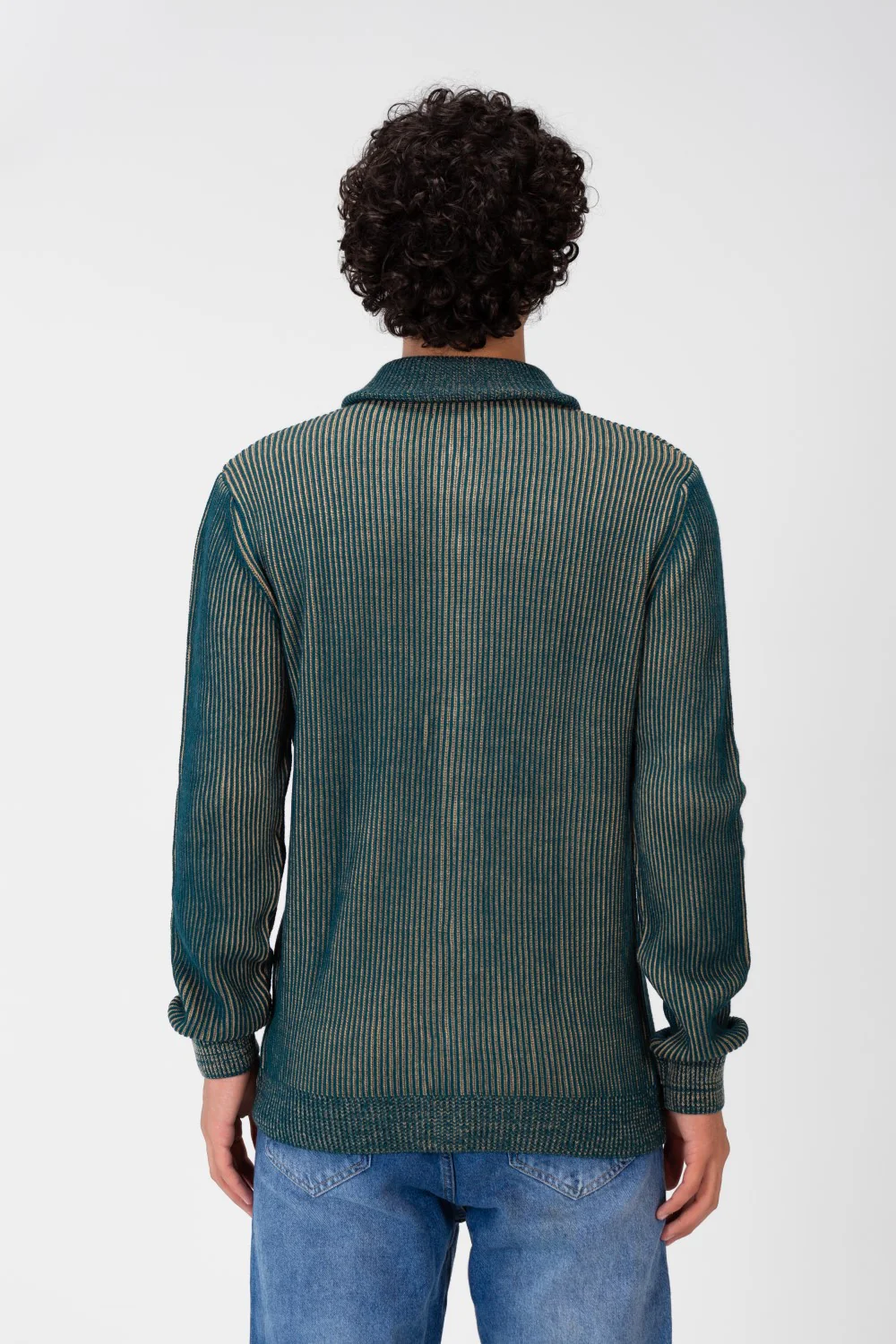 Men's Pullover With Full Zip Up Collar And Long Sleeves - Image 5