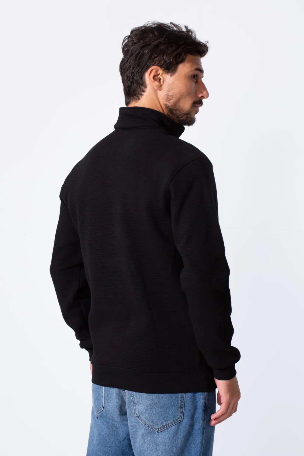 Men's Quarter-Zip Mock Neck Sweatshirt Detailed Tomato Store With Elasticated Cuffs And Ham - Image 2