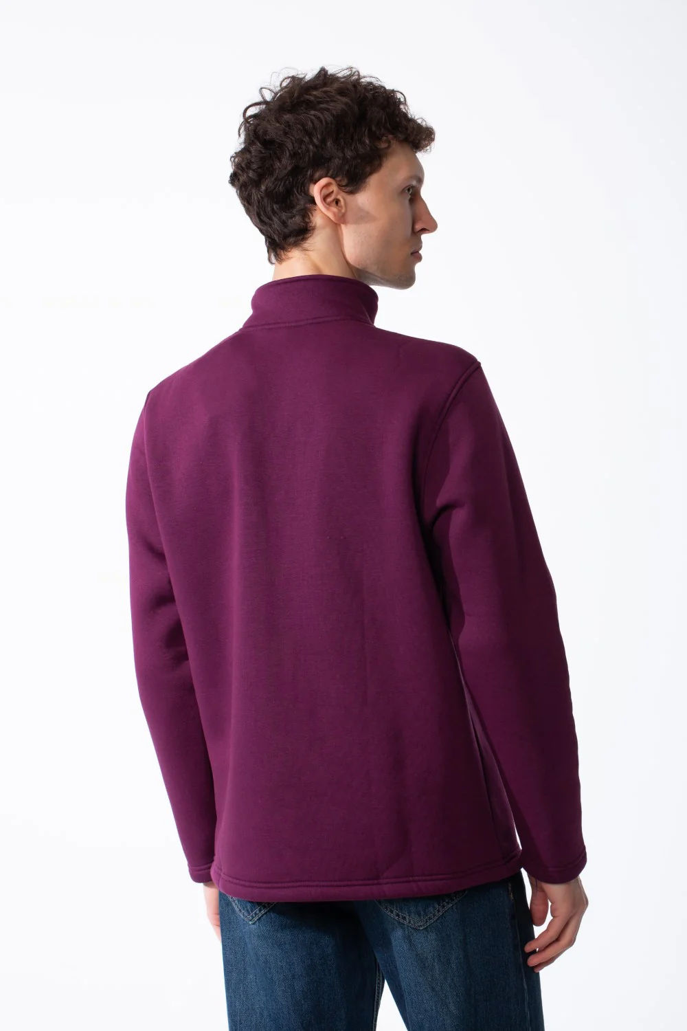 Men's Quarter-Zip Mock Neck Sweatshirt Detailed With Contrasting Metallic Zipper Branded Label Double Stitched Flat hem And Cuffs - Image 10