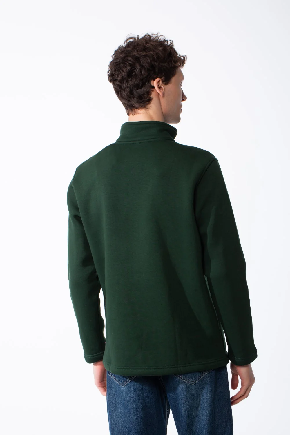 Men's Quarter-Zip Mock Neck Sweatshirt Detailed With Contrasting Metallic Zipper Branded Label Double Stitched Flat hem And Cuffs - Image 6