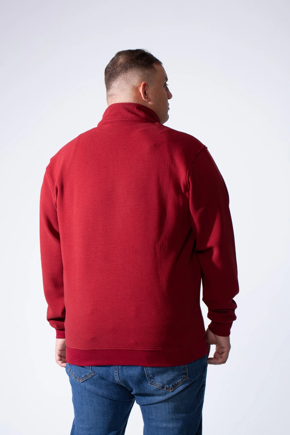 Men's Quarter Zip With High Neck Pasic Design Long Sleeve Daily Wear Knit Versatile Big Size Sweatshirt - Image 2